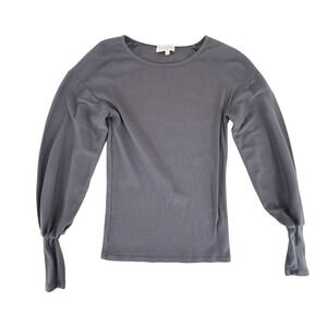 Michael Stars Fonda Puff Sleeve Top Grey Cotton Modal - XS